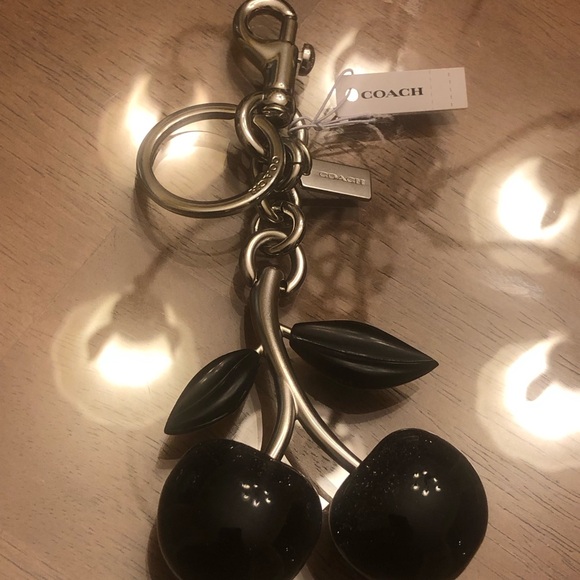 Coach Signature Black Cherry Bag Charm - Picture 2 of 3